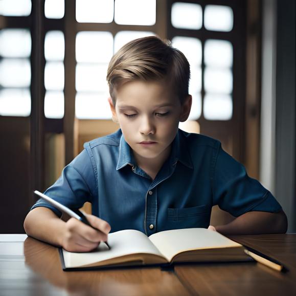 Menino estudando com os livros de física