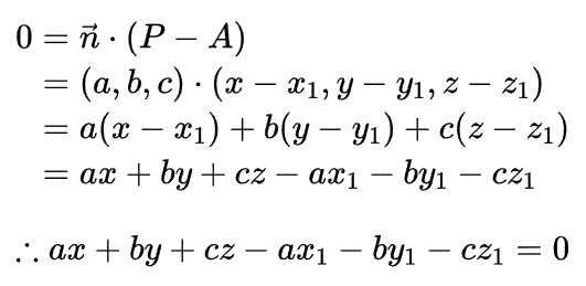 obtenção da equação do plano na geometria analítica.